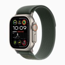 Apple Watch Ultra 2 (2024) 49mm Natural Titanium Case with Green Trail Loop (M/L)