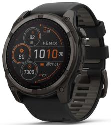 Умные часы Garmin Fenix 8 51 мм Solar, Sapphire Titanium, черный с черным силиконовым ремешком (010-02907-70)