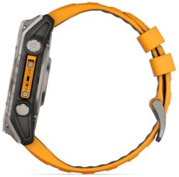 Умные часы Garmin Fenix 8 51 мм AMOLED Sapphire Titanium, светло-серый, оранжевый силиконовый ремешок (010-02905-11)