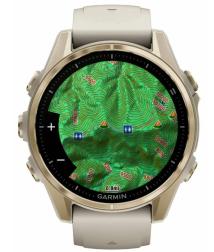 Часы Garmin Fenix 8 43mm Amoled Sapphire Soft Gold, Fog Gray / Dark Sandstone Silicone Band (010-02903-10)