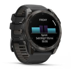 Умные часы Garmin Fenix 8 51 мм AMOLED Sapphire Carbon, Gray DLC Titanium with Black/Pebble Gray Silicone (010-02905-21)