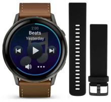 Умные часы Garmin Venu 4 45mm Slate with Black Silicone Band and Brown Leather Band (010-03014-03)