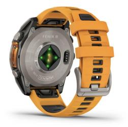 Часы Garmin Fenix 8 47mm Amoled Sapphire Titanium, светло-серый, оранжевый силиконовый ремешок ( 010-02904-11)
