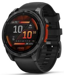 Часы Garmin Fenix 8 47mm Amoled Sapphire Carbon, Gray DLC Titanium with Black Pebble Gray Silicone Band (010-02904-20)